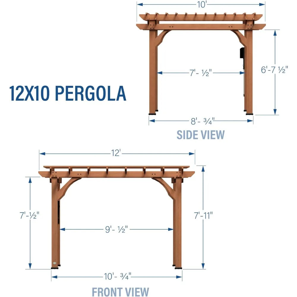 BreezeWood Cedar Pergola Gazebo | Wind-Proof, Charging Port