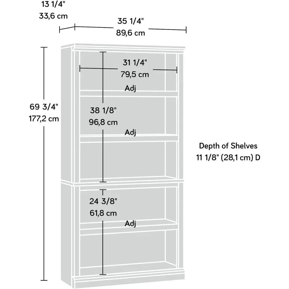 MaxShelf 6-Tier Oak Wood Bookcase | Minimalist Bookshelf