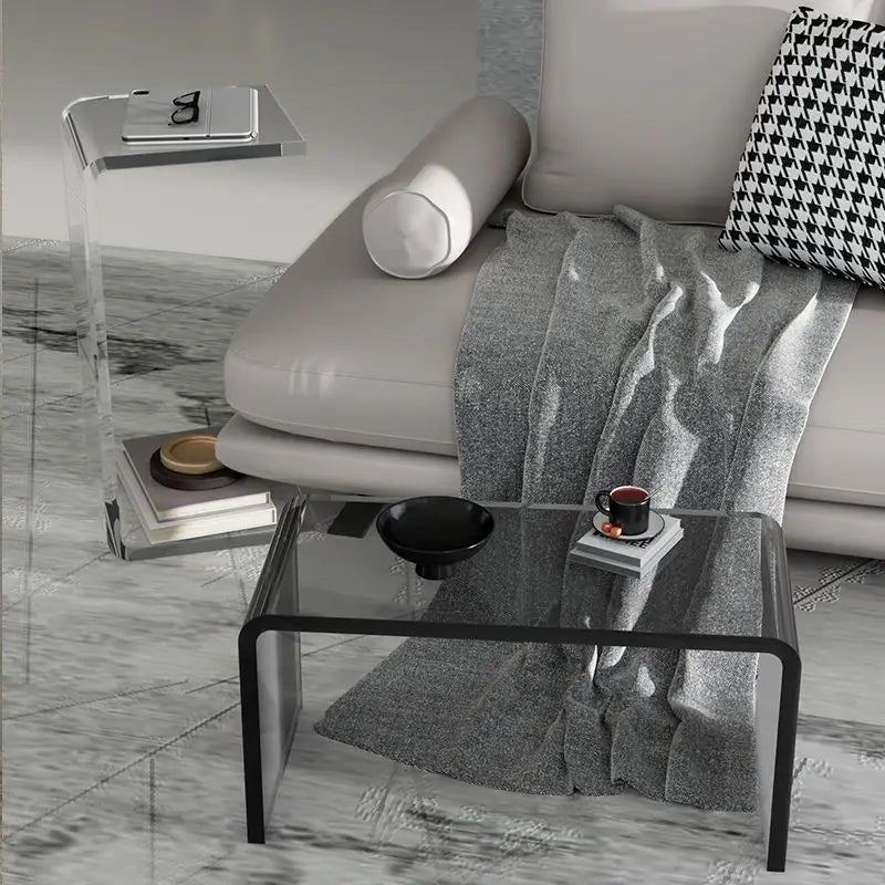 Acrylux 2-in-1 Coffee & Sofa Side Table Modern, Minimalist Clear - Buy Home Furniture Online at FYHO