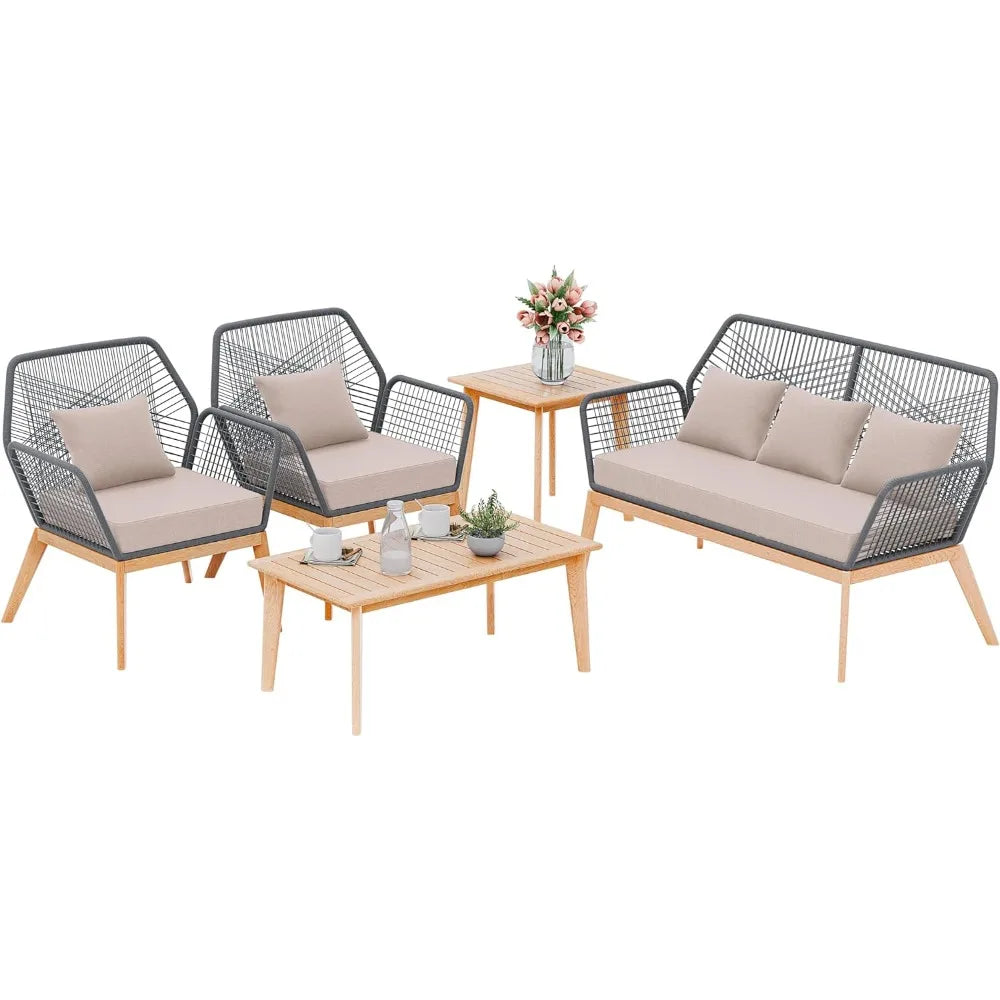 Breezy 5-Piece Patio Furniture Set | Sofa, Chairs & End Tables - Buy Home Furniture Online at FYHO