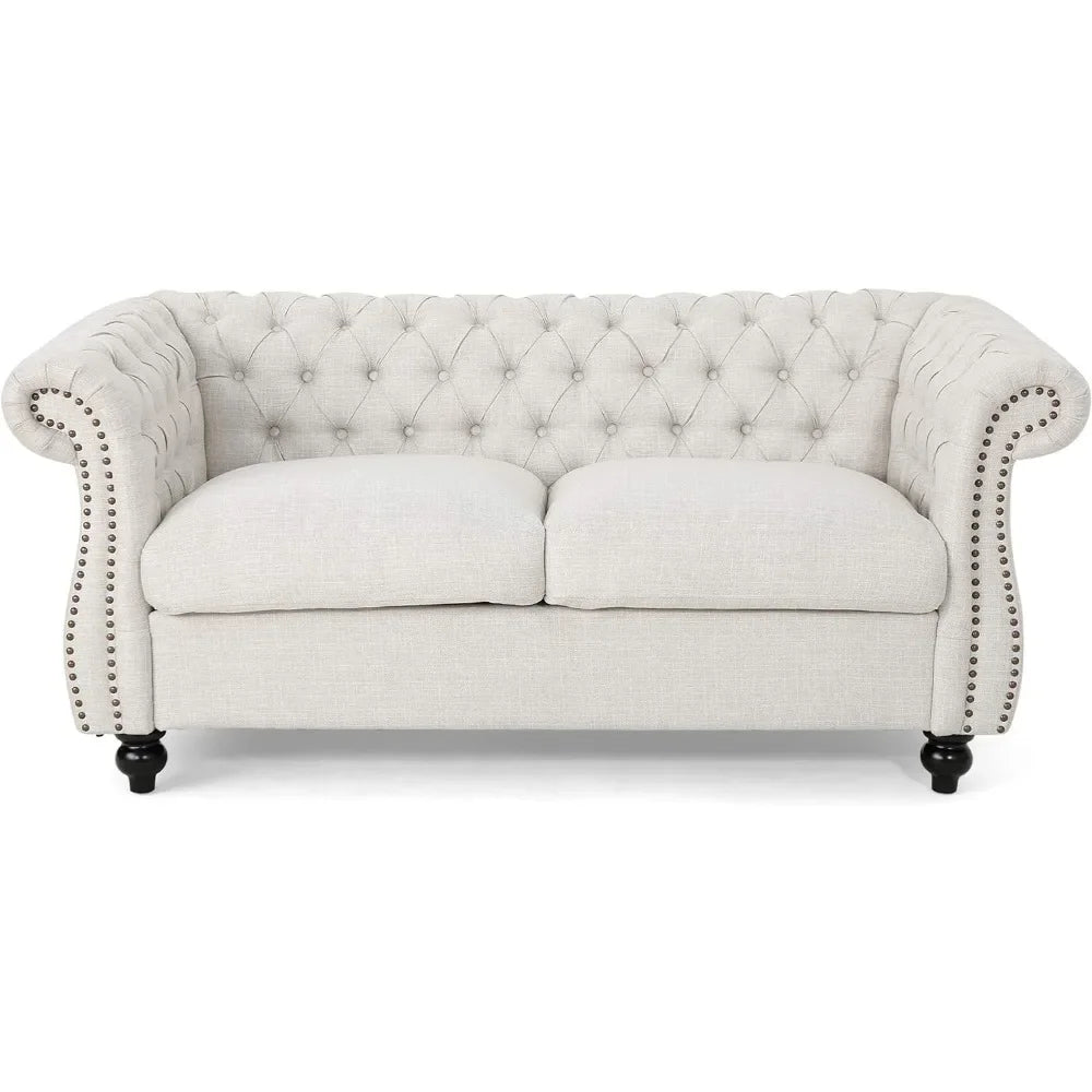 Chesterfield Loveseat Sofa Beige Modern Living Room Couch - Buy Home Furniture Online at FYHO