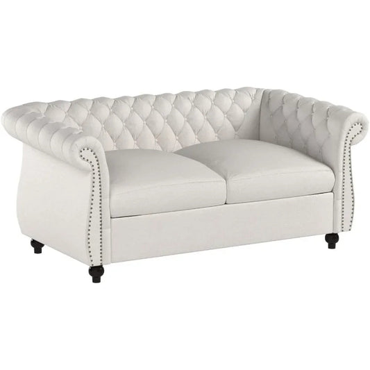 Chesterfield Loveseat Sofa Beige Modern Living Room Couch - Buy Home Furniture Online at FYHO