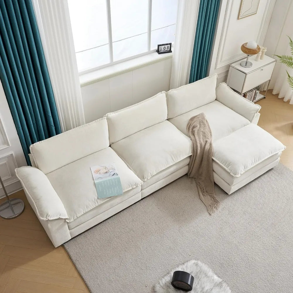 CloudLux Sectional Chaise Sofa | Chenille, Deep Seating, Plush - Buy Home Furniture Online at FYHO