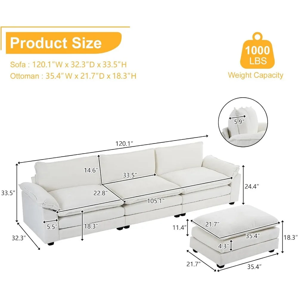 CloudLux Sectional Chaise Sofa | Chenille, Deep Seating, Plush - Buy Home Furniture Online at FYHO