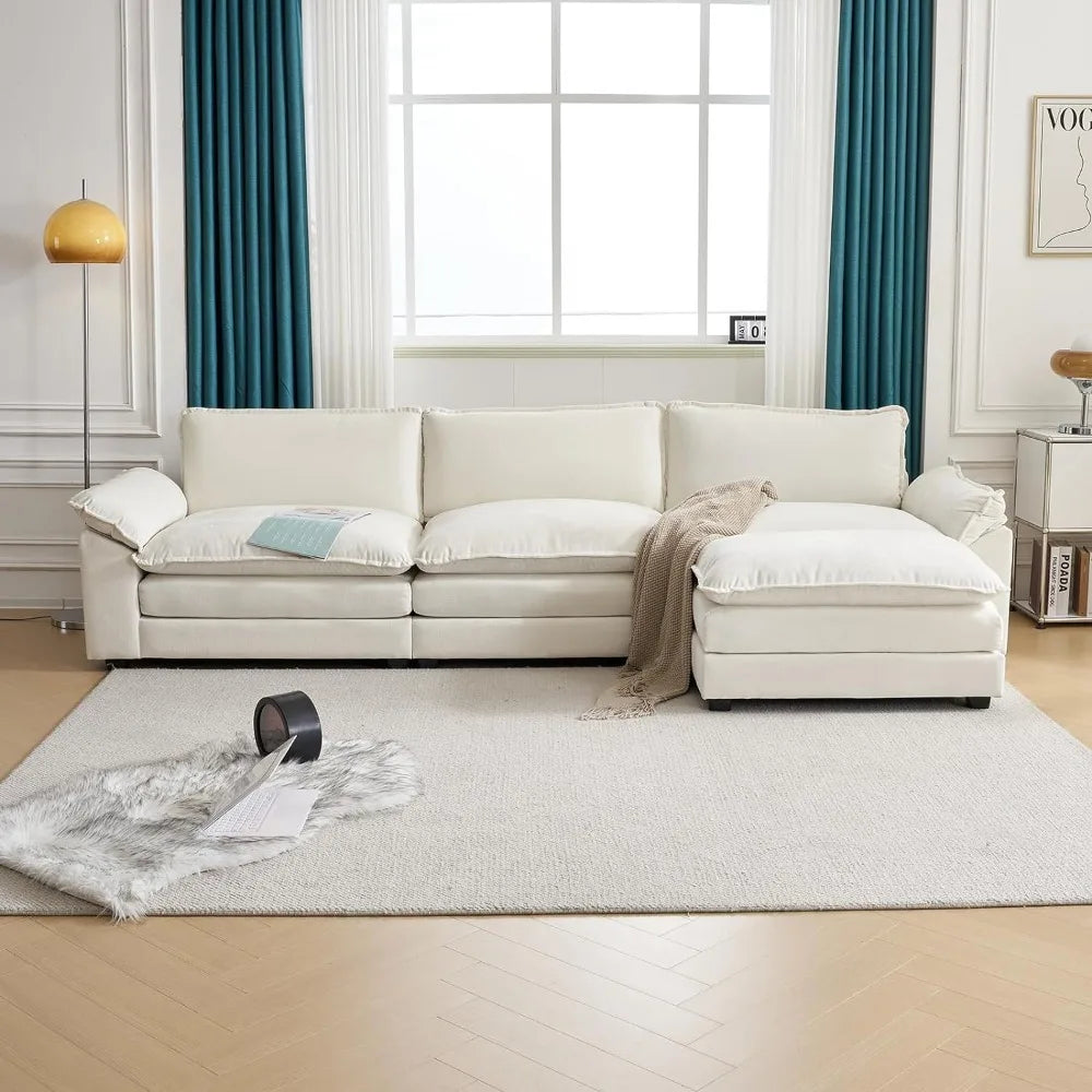 CloudLux Sectional Chaise Sofa | Chenille, Deep Seating, Plush - Buy Home Furniture Online at FYHO