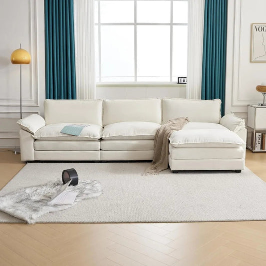 CloudLux Sectional Chaise Sofa | Chenille, Deep Seating, Plush - Buy Home Furniture Online at FYHO