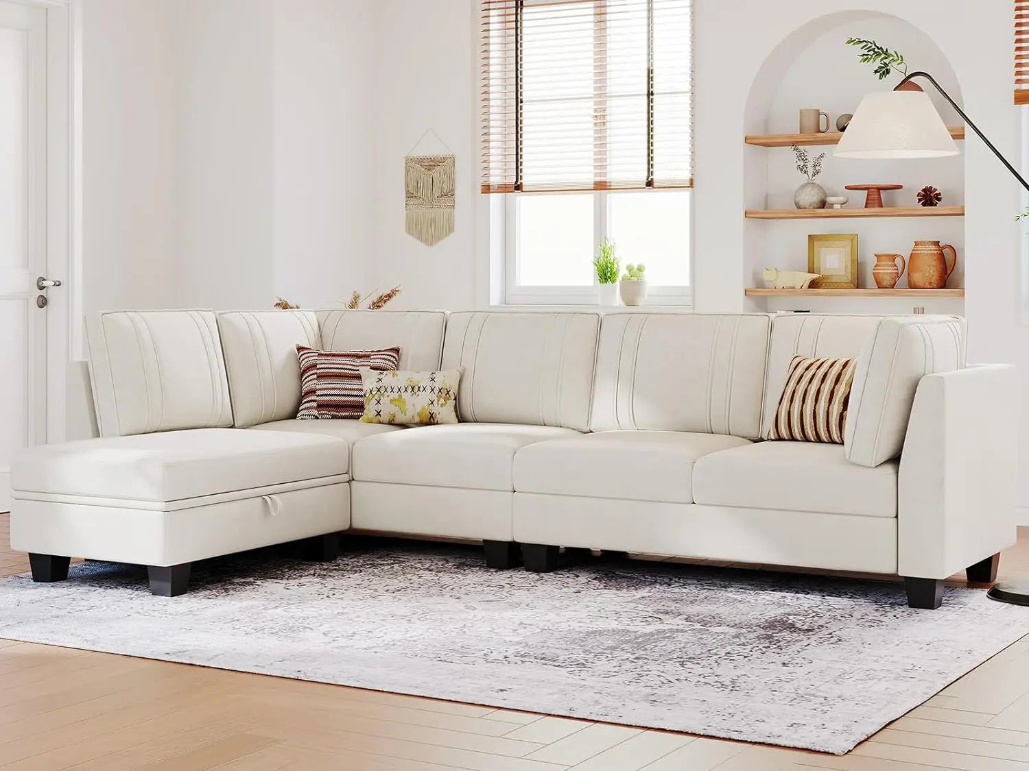 CozyCorner Velvet Sectional Sofa w/ Storage Chaise Ottoman - Buy Home Furniture Online at FYHO