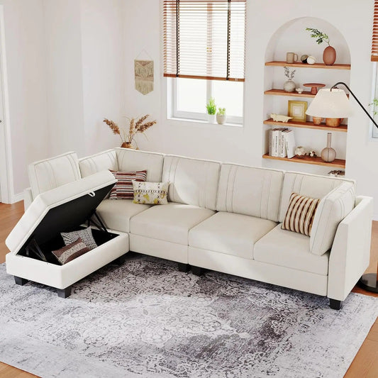 CozyCorner Velvet Sectional Sofa w/ Storage Chaise Ottoman - Buy Home Furniture Online at FYHO