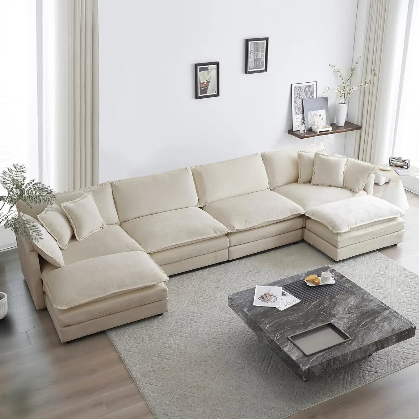 DreamCloud Modular Cloud Chaise Sofa | Chenille Sectional - Buy Home Furniture Online at FYHO