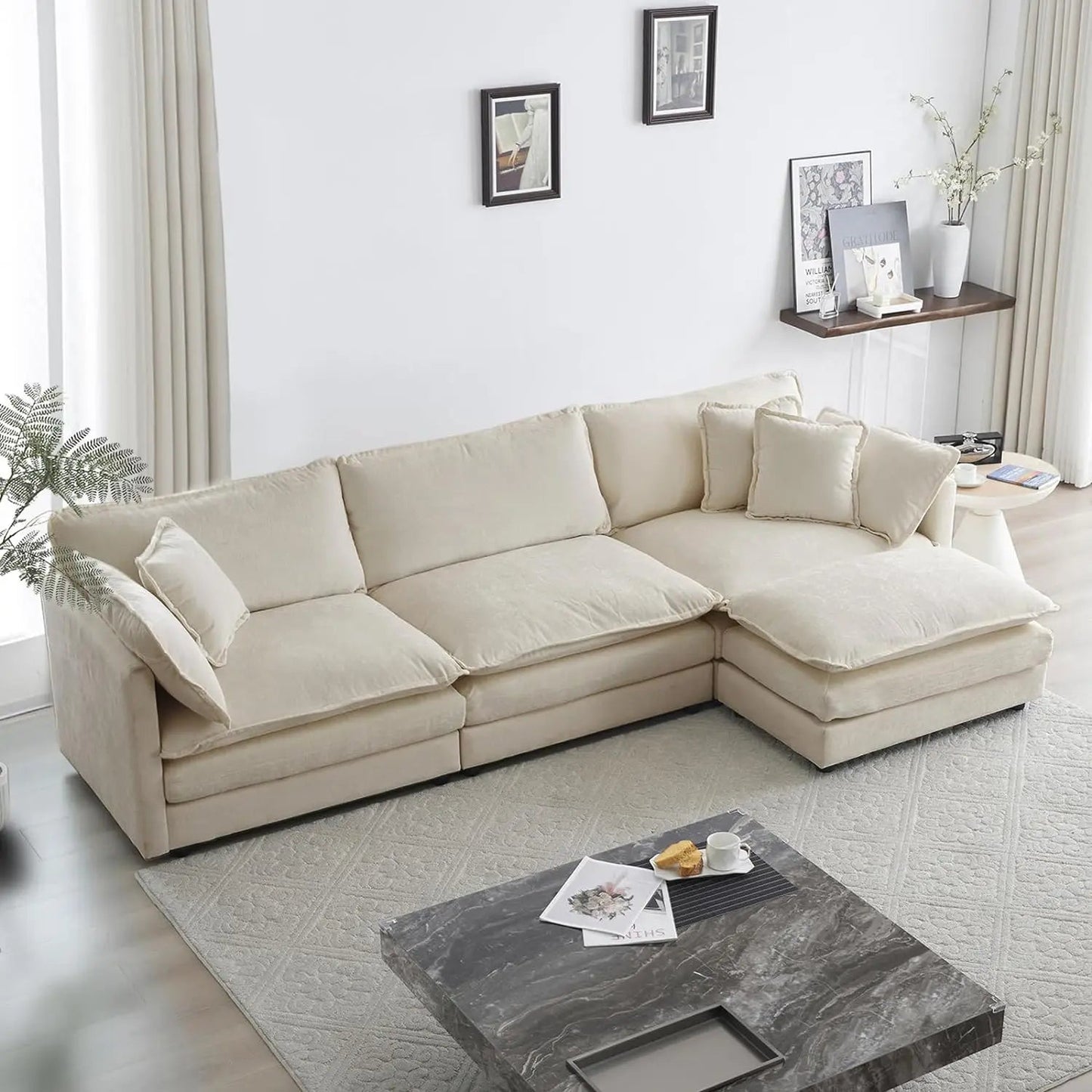 DreamCloud Modular Cloud Chaise Sofa | Chenille Sectional - Buy Home Furniture Online at FYHO