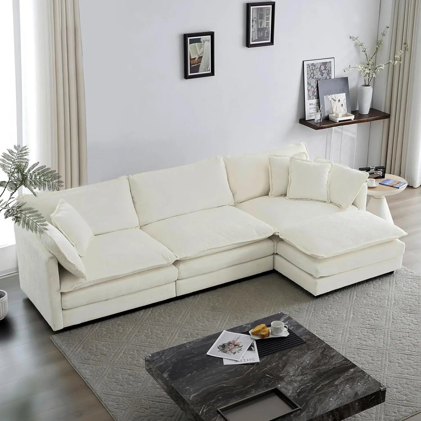 DreamCloud Modular Cloud Chaise Sofa | Chenille Sectional - Buy Home Furniture Online at FYHO