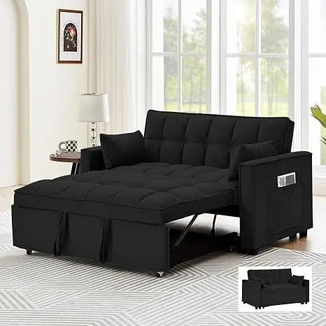 DreamFold 3-in-1 Convertible Pull-Out Velvet Sleeper Sofa Bed - Buy Home Furniture Online at FYHO