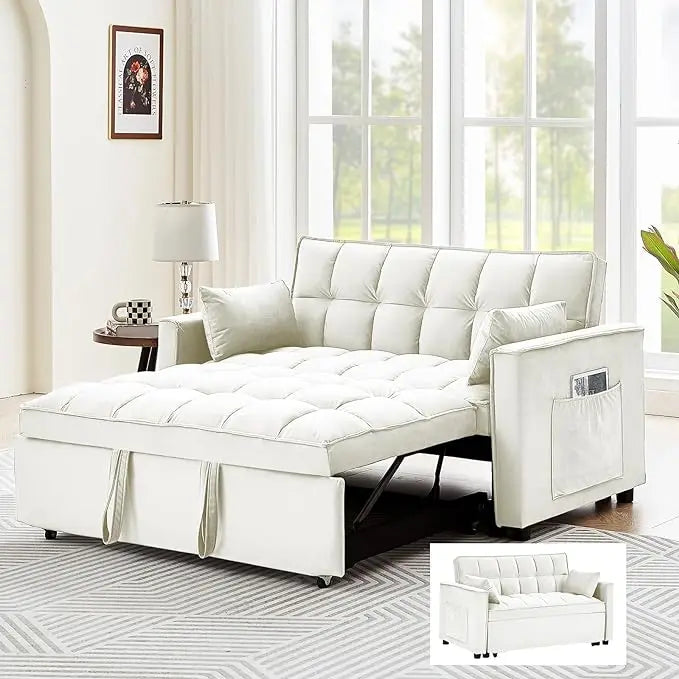 DreamFold 3-in-1 Convertible Pull-Out Velvet Sleeper Sofa Bed - Buy Home Furniture Online at FYHO