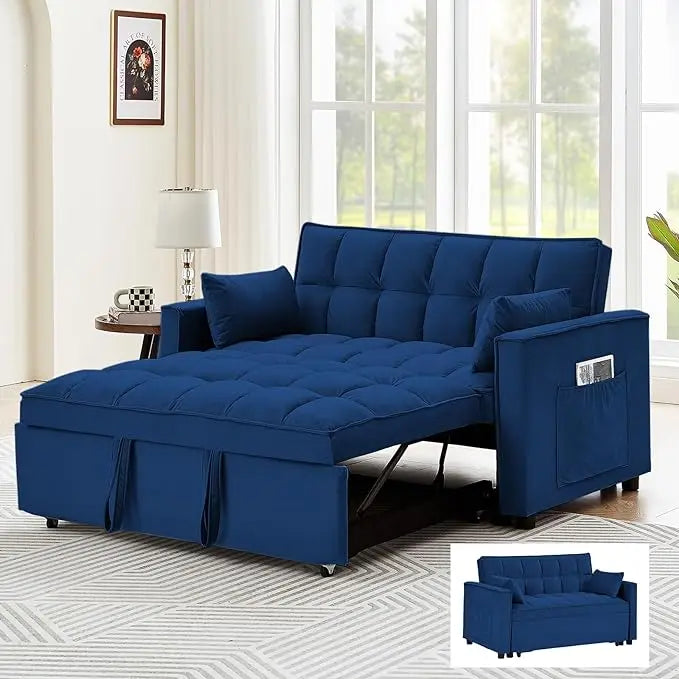 DreamFold 3-in-1 Convertible Pull-Out Velvet Sleeper Sofa Bed - Buy Home Furniture Online at FYHO