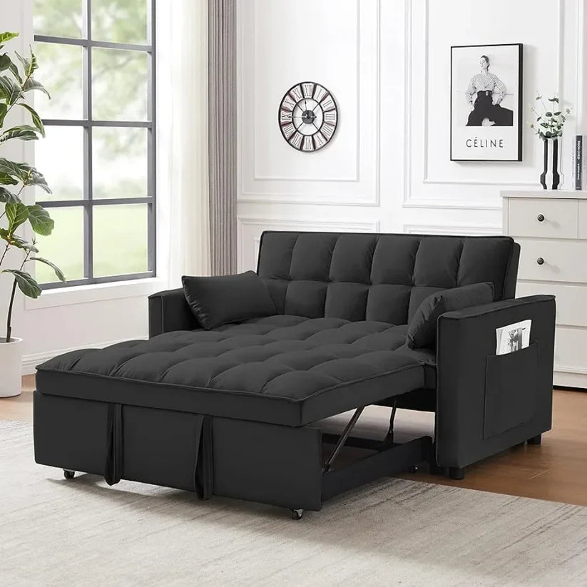 DreamFold 3-in-1 Convertible Pull-Out Velvet Sleeper Sofa Bed - Buy Home Furniture Online at FYHO