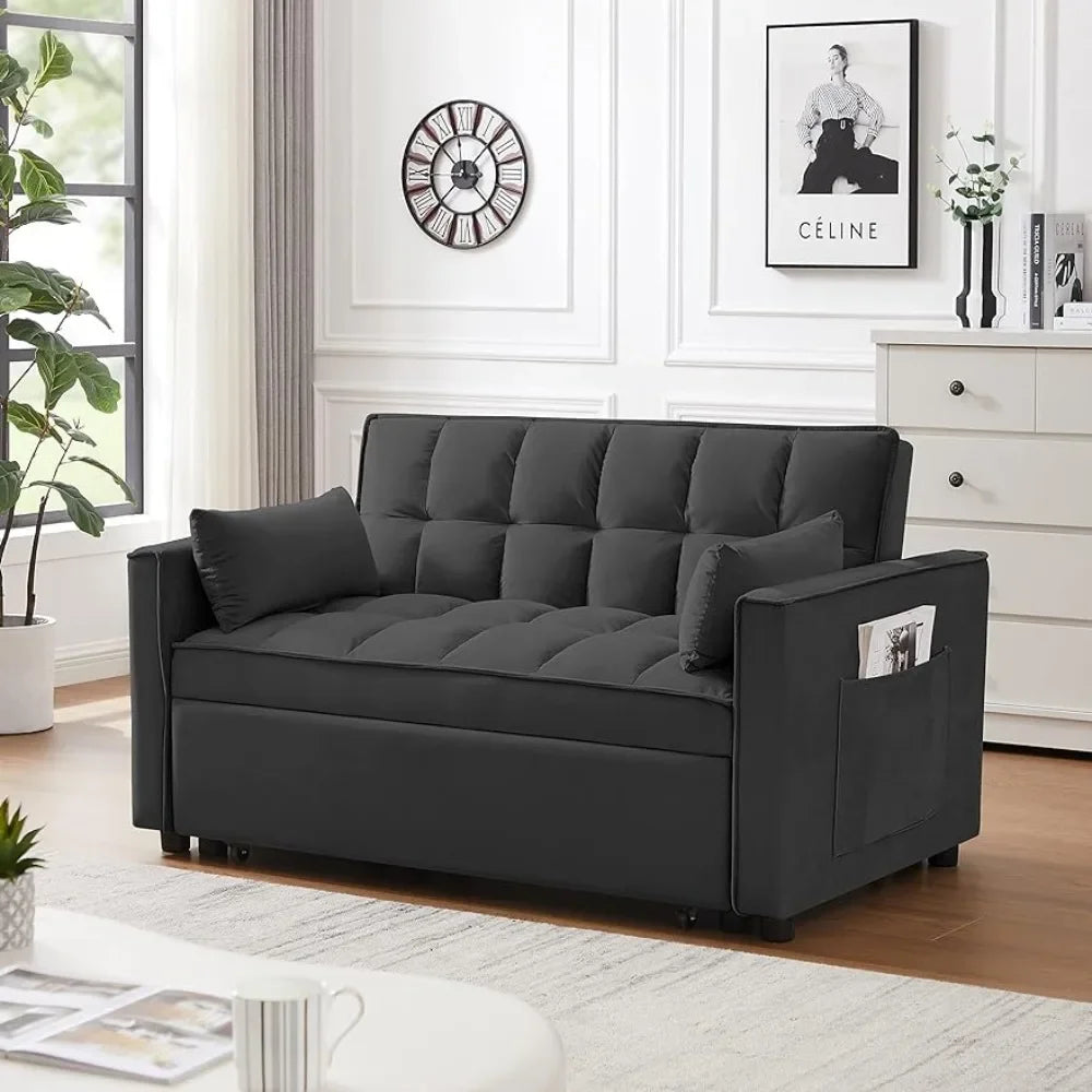 DreamFold 3-in-1 Convertible Pull-Out Velvet Sleeper Sofa Bed - Buy Home Furniture Online at FYHO