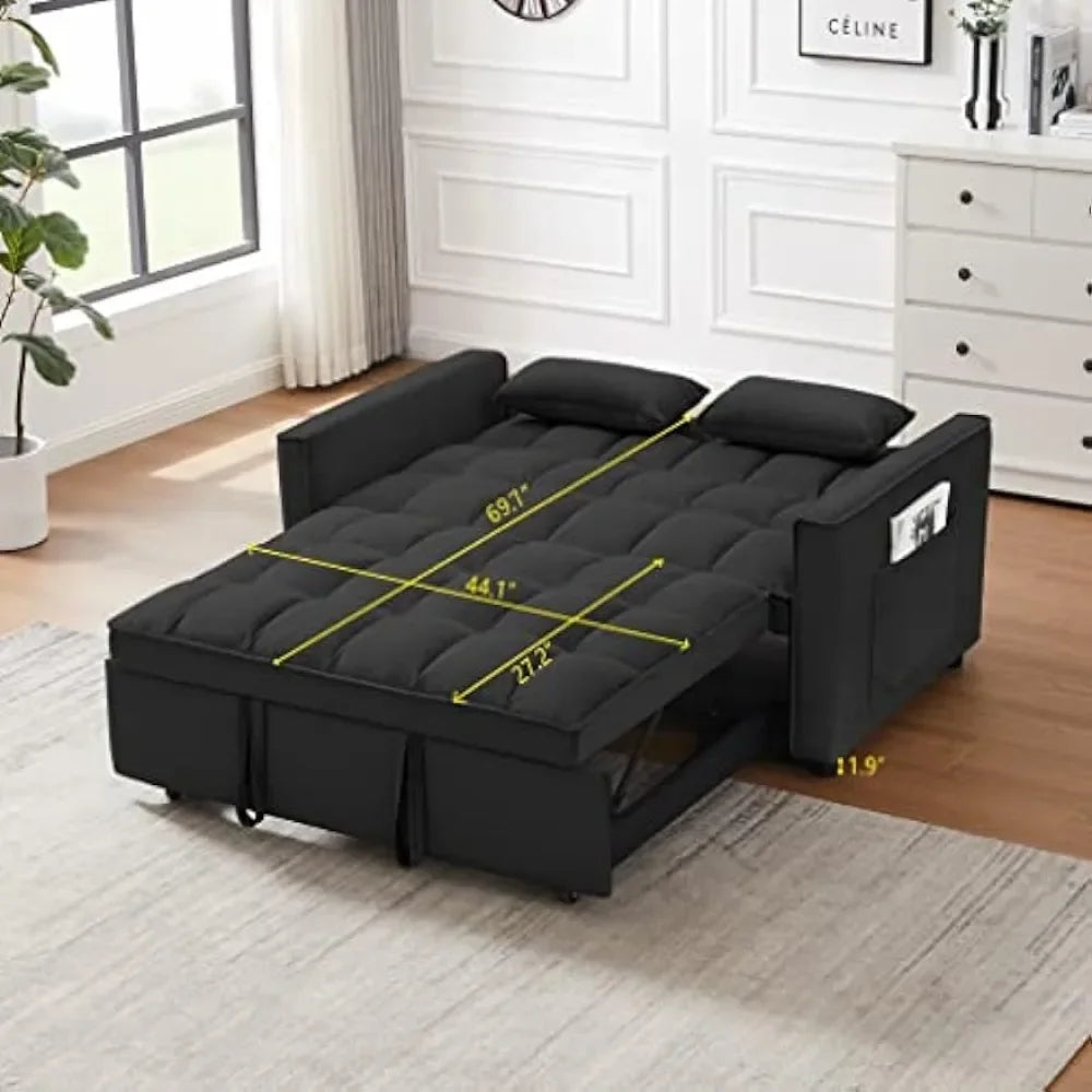 DreamFold 3-in-1 Convertible Pull-Out Velvet Sleeper Sofa Bed - Buy Home Furniture Online at FYHO