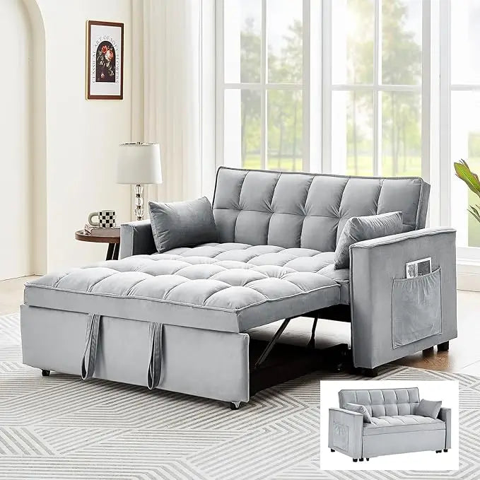 DreamFold 3-in-1 Convertible Pull-Out Velvet Sleeper Sofa Bed - Buy Home Furniture Online at FYHO