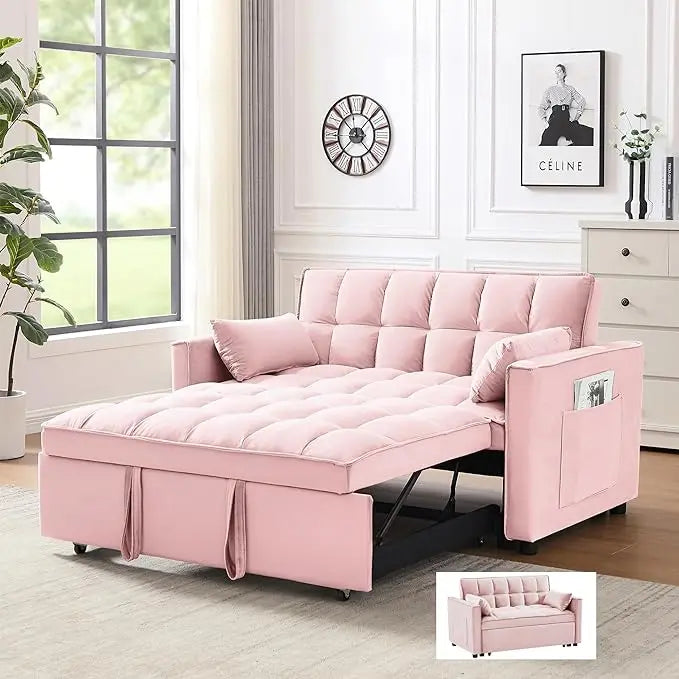 DreamFold 3-in-1 Convertible Pull-Out Velvet Sleeper Sofa Bed - Buy Home Furniture Online at FYHO