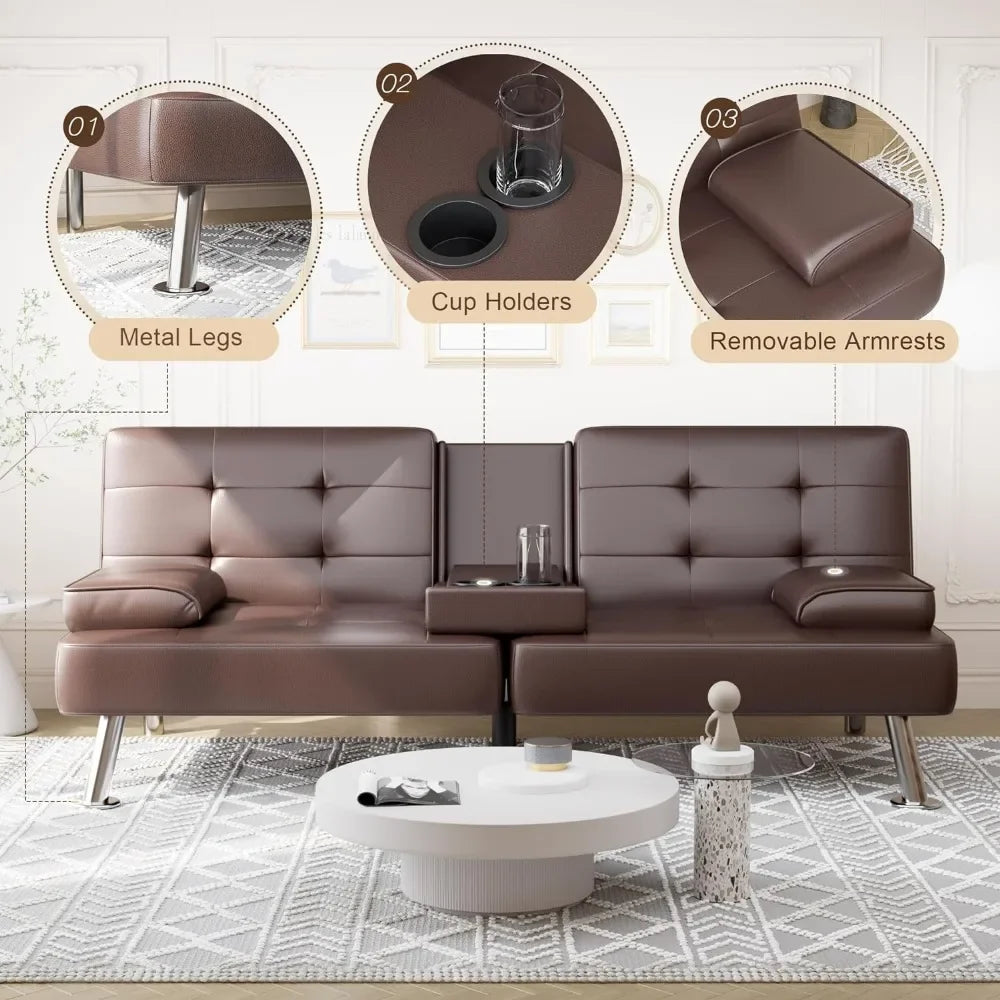 FlexiRest Convertible Sofa Bed Faux Leather Loveseat Sleeper - Buy Home Furniture Online at FYHO