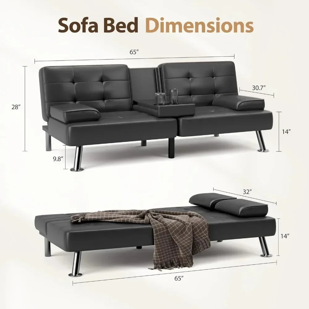 FlexiRest Convertible Sofa Bed Faux Leather Loveseat Sleeper - Buy Home Furniture Online at FYHO