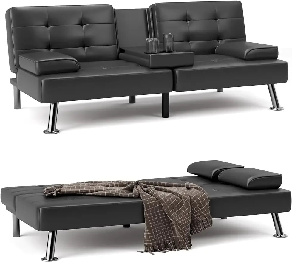 FlexiRest Convertible Sofa Bed Faux Leather Loveseat Sleeper - Buy Home Furniture Online at FYHO