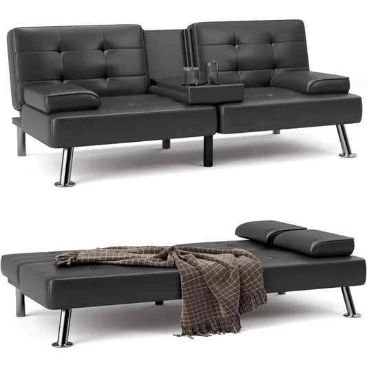 FlexiRest Convertible Sofa Bed Faux Leather Loveseat Sleeper - Buy Home Furniture Online at FYHO