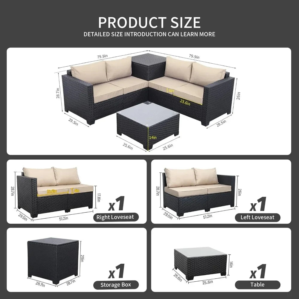 Galera Rattan Sofa Set & Table Outdoor Patio Sectional Couch - Buy Home Furniture Online at FYHO