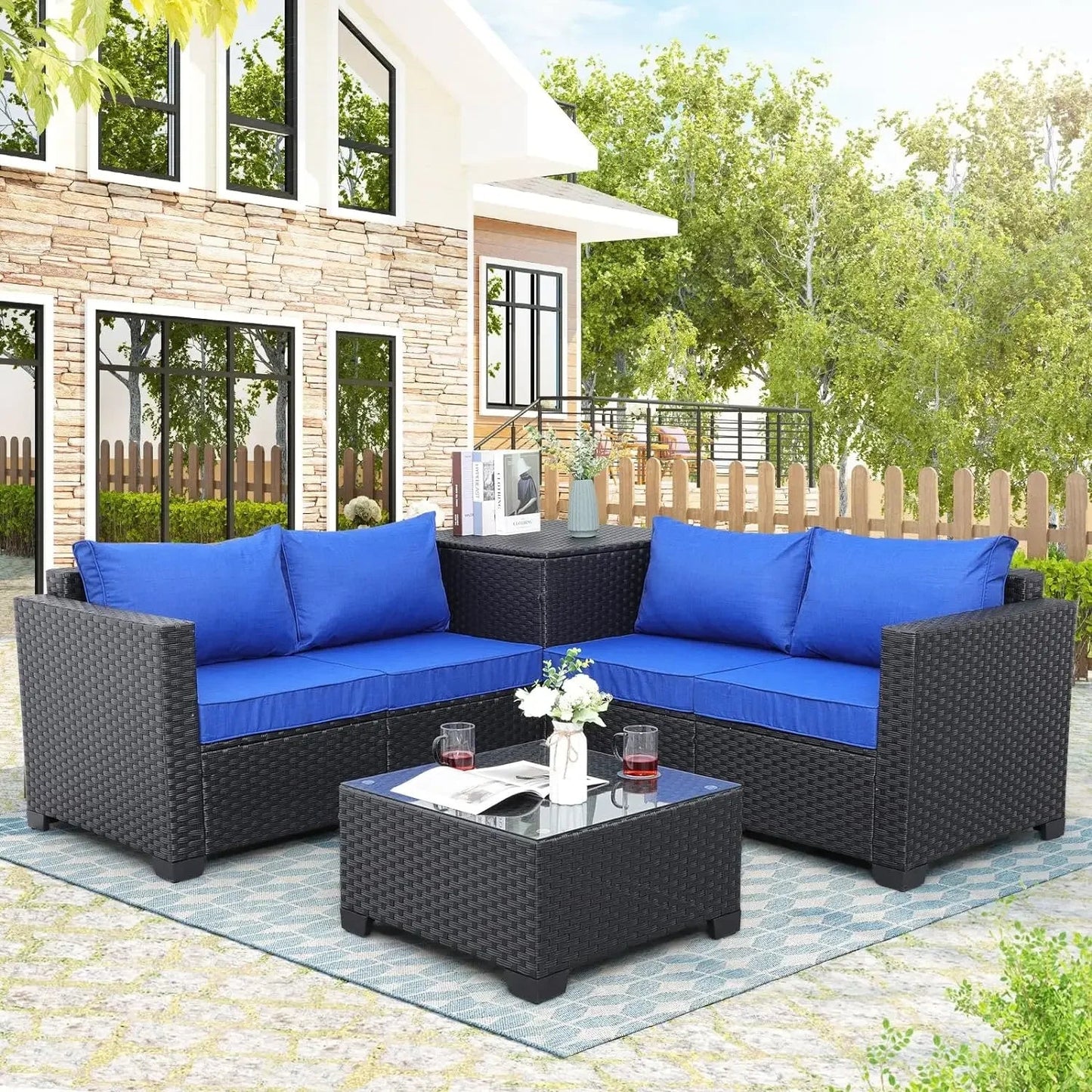 Galera Rattan Sofa Set & Table Outdoor Patio Sectional Couch - Buy Home Furniture Online at FYHO