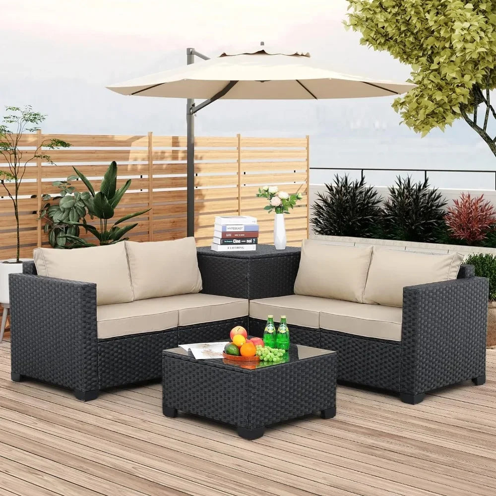 Galera Rattan Sofa Set & Table Outdoor Patio Sectional Couch - Buy Home Furniture Online at FYHO