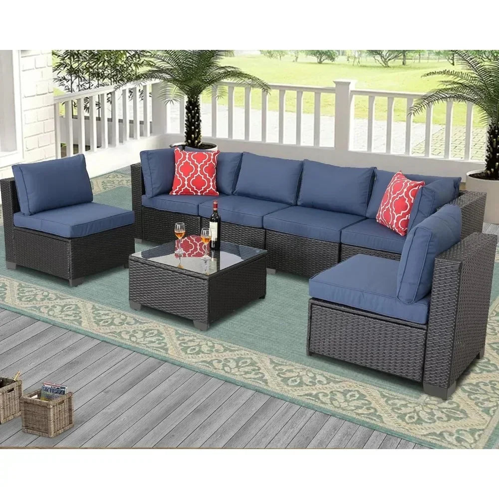 Havana Patio Sofa Set w/ Table Modular Rattan Sectional Couch - Buy Home Furniture Online at FYHO