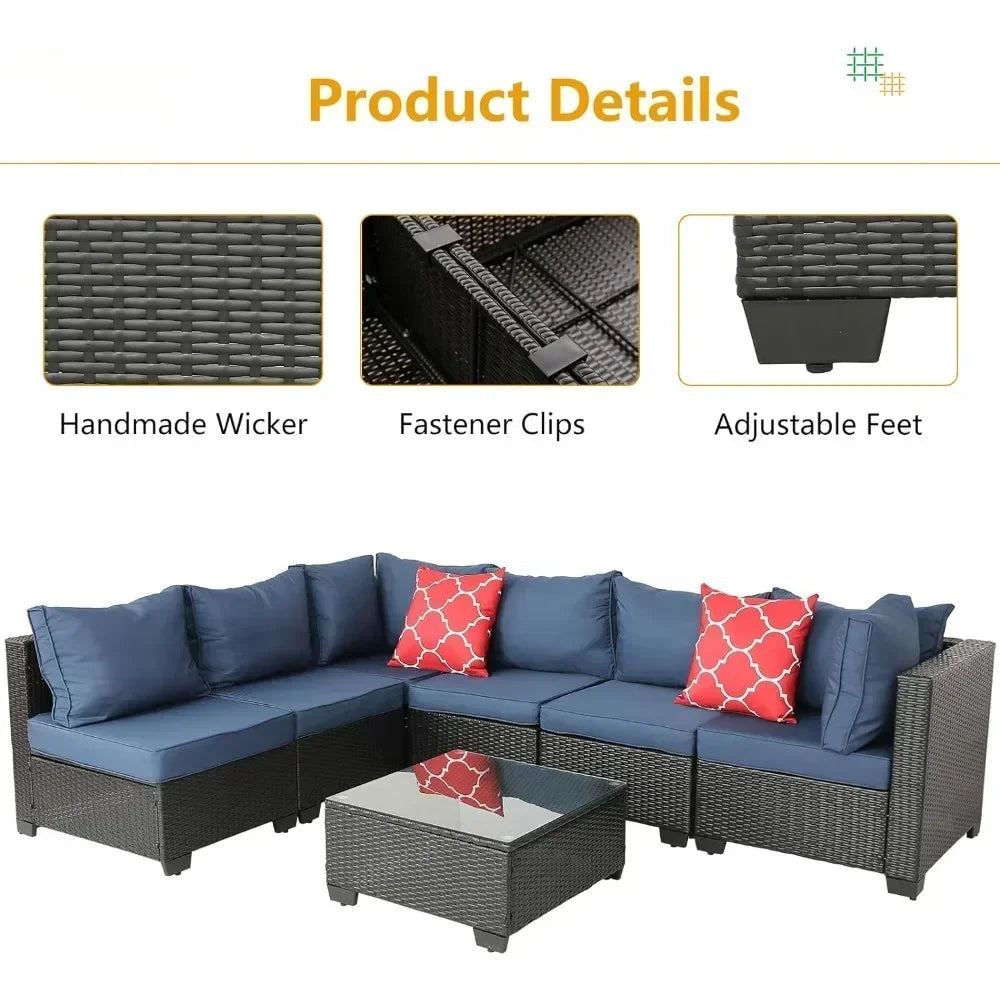 Havana Patio Sofa Set w/ Table Modular Rattan Sectional Couch - Buy Home Furniture Online at FYHO