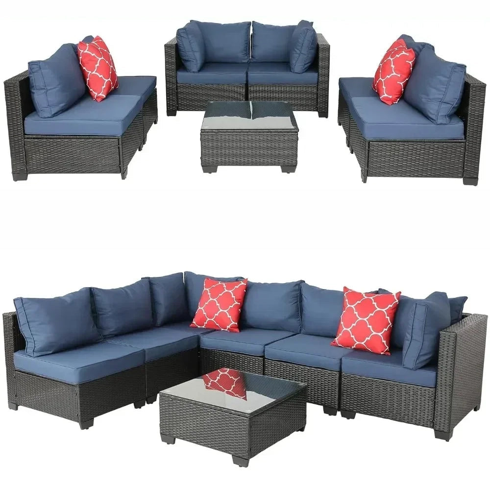 Havana Patio Sofa Set w/ Table Modular Rattan Sectional Couch - Buy Home Furniture Online at FYHO