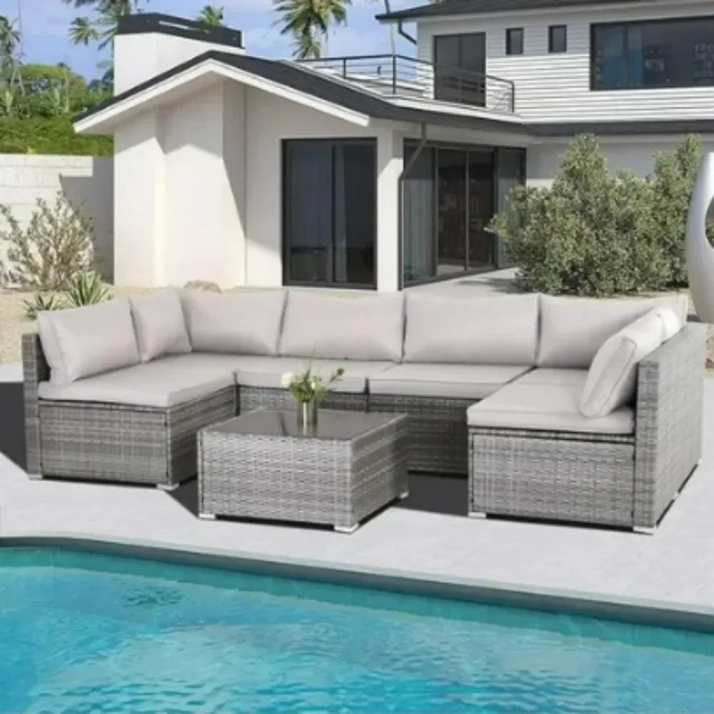 Jovira Wicker Sofa Set Modular Outdoor Patio Sectional Couch - Buy Home Furniture Online at FYHO