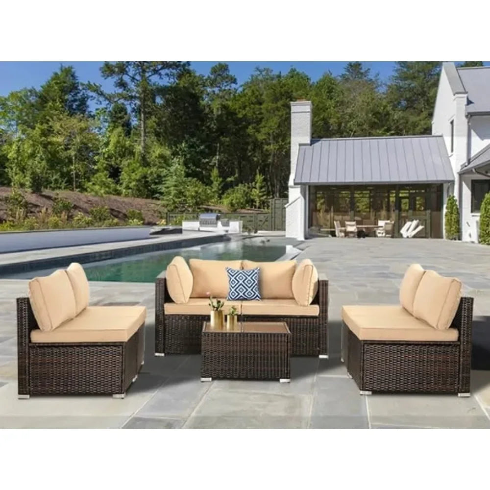 Jovira Wicker Sofa Set Modular Outdoor Patio Sectional Couch - Buy Home Furniture Online at FYHO