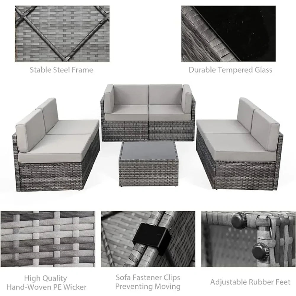 Jovira Wicker Sofa Set Modular Outdoor Patio Sectional Couch - Buy Home Furniture Online at FYHO