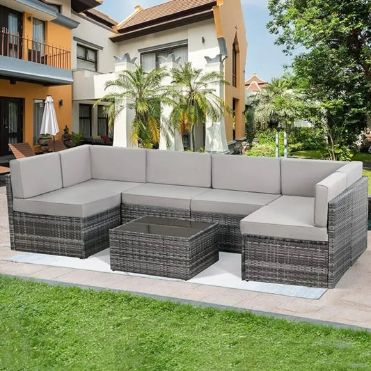 Jovira Wicker Sofa Set Modular Outdoor Patio Sectional Couch - Buy Home Furniture Online at FYHO