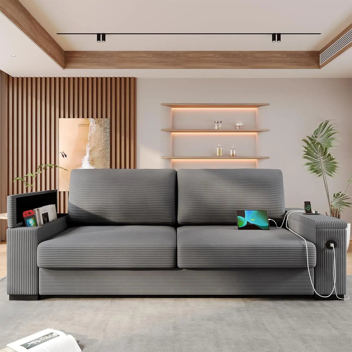 Nimbes Modern Sofa - USB Phone Charging Ports Hidden Storage - Buy Home Furniture Online at FYHO