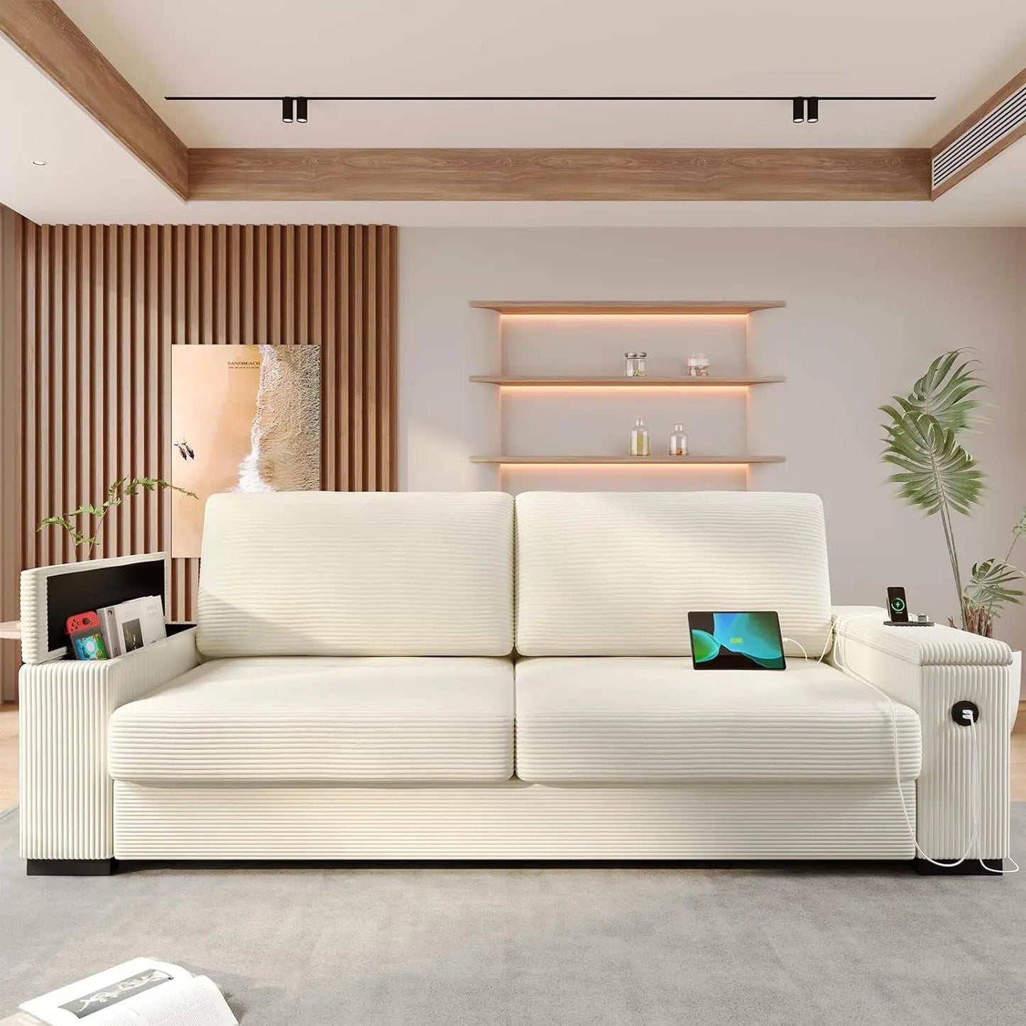 Nimbes Modern Sofa - USB Phone Charging Ports Hidden Storage - Buy Home Furniture Online at FYHO