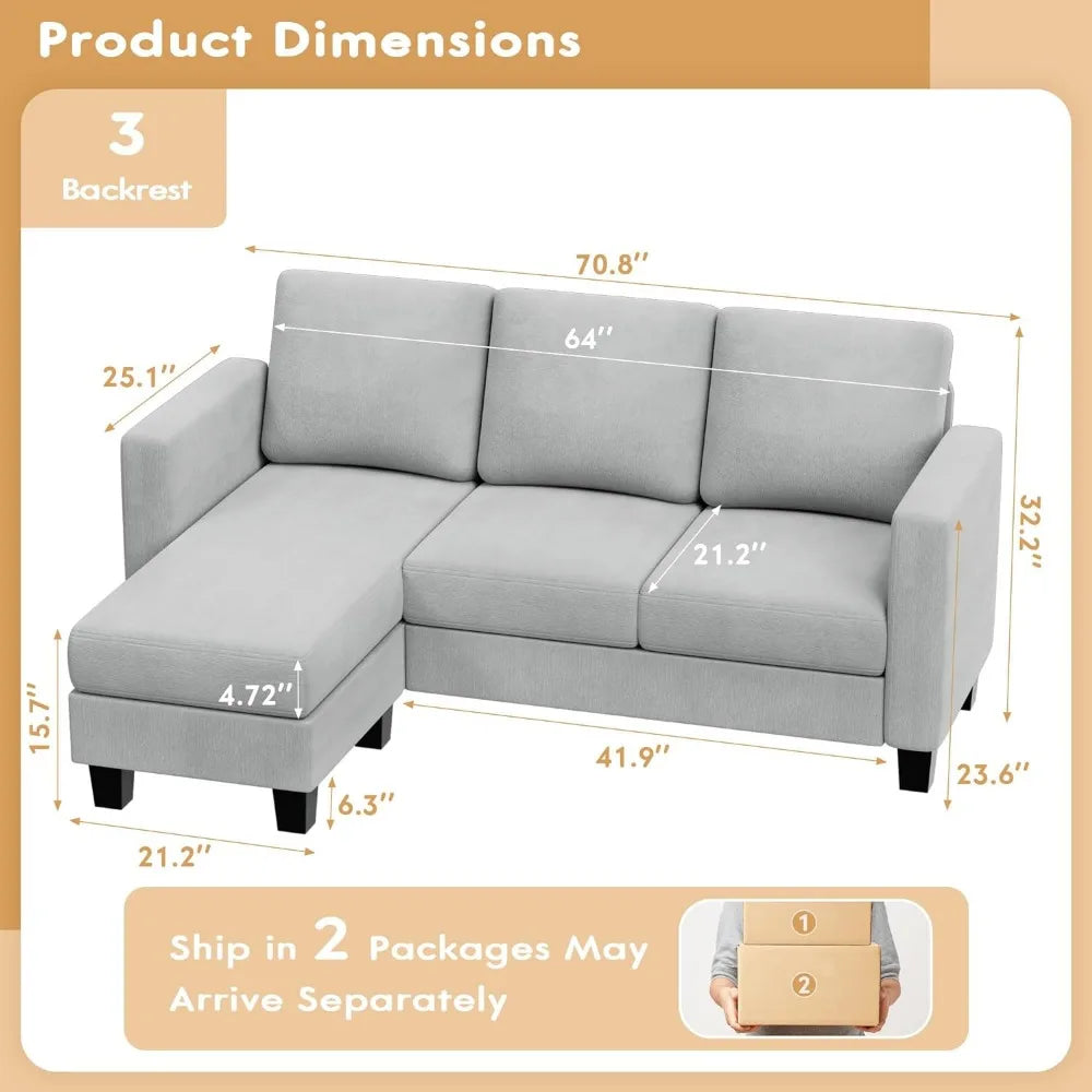 Serenae Small L-Shaped Sofa Modern Apartment Sectional Couch - Buy Home Furniture Online at FYHO