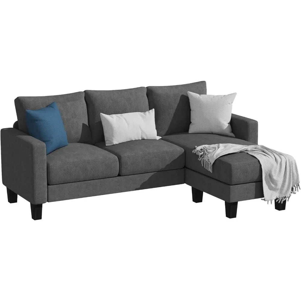 SnugSpot Small Sectional Sofa Memory Foam Couch Linen Grey - Buy Home Furniture Online at FYHO