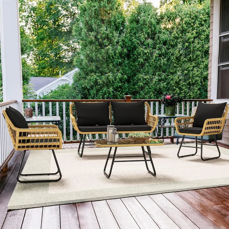 SunHaven 4-Piece Wicker Outdoor Patio Sofa, Chair & Table Set - Buy Home Furniture Online at FYHO