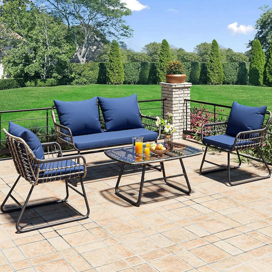 SunHaven 4-Piece Wicker Outdoor Patio Sofa, Chair & Table Set - Buy Home Furniture Online at FYHO