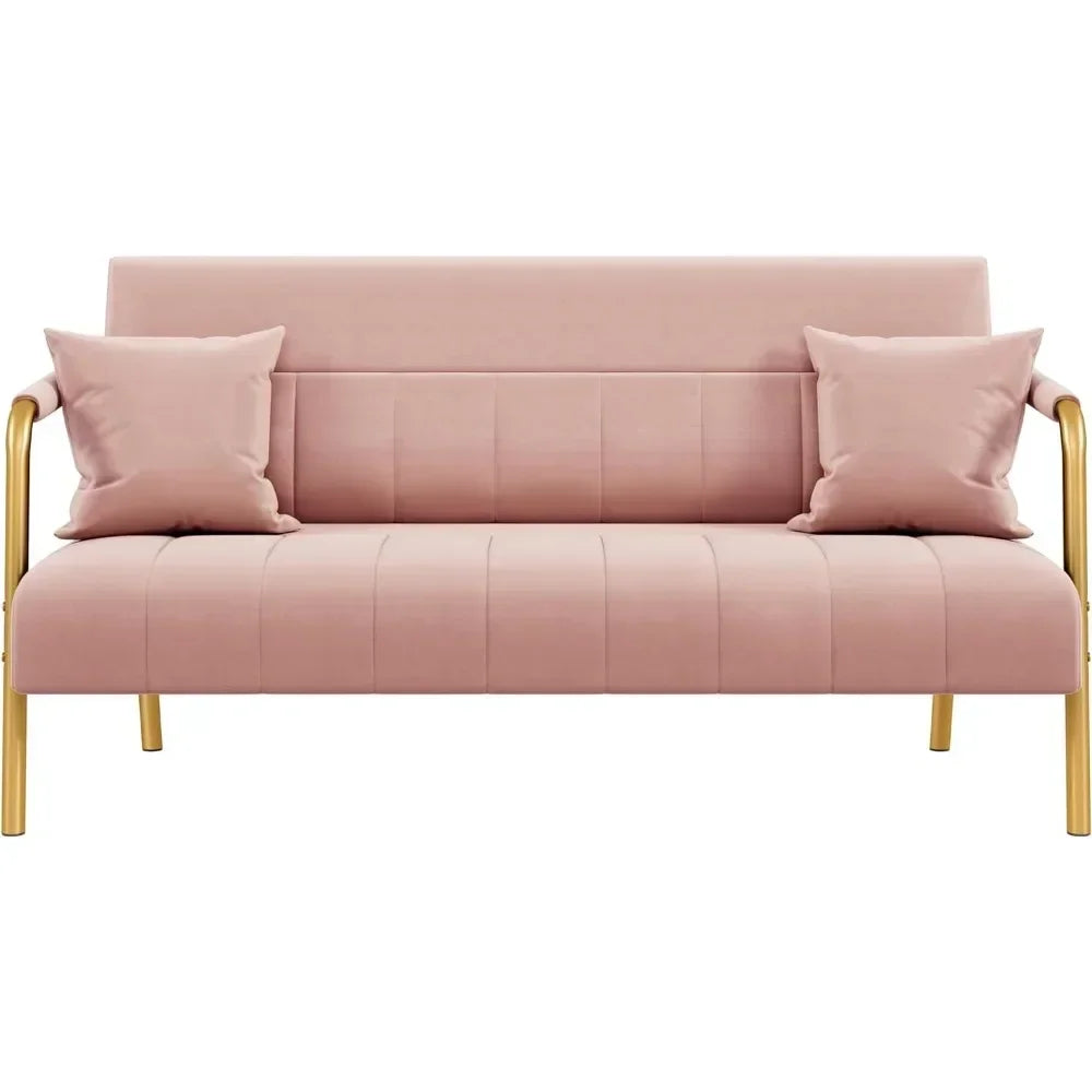 VeLove Modern Velvet Loveseat 2-Seater Sofa Gold Metal Arms - Buy Home Furniture Online at FYHO