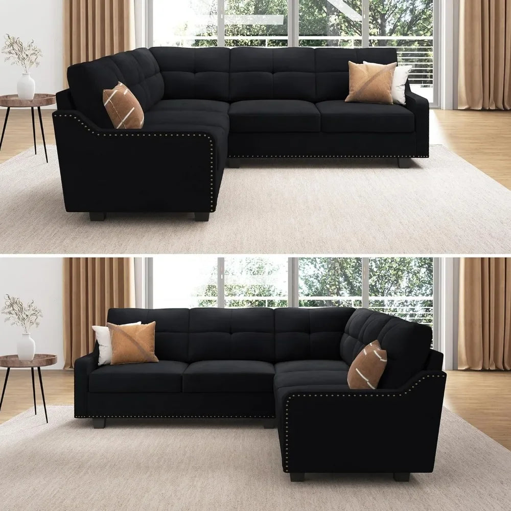 Velura Sofa Small Spaces Velvet L-Shaped Apartment Sectional - Buy Home Furniture Online at FYHO