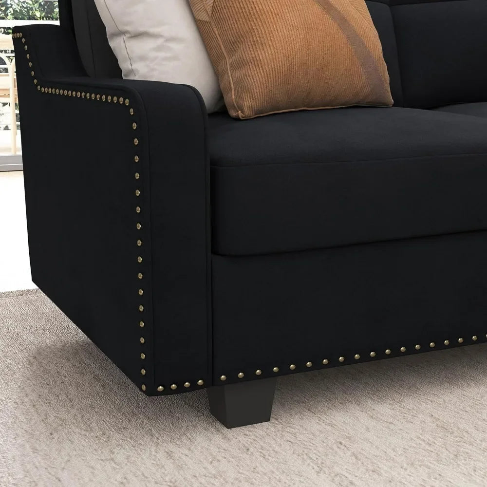 Velura Sofa Small Spaces Velvet L-Shaped Apartment Sectional - Buy Home Furniture Online at FYHO