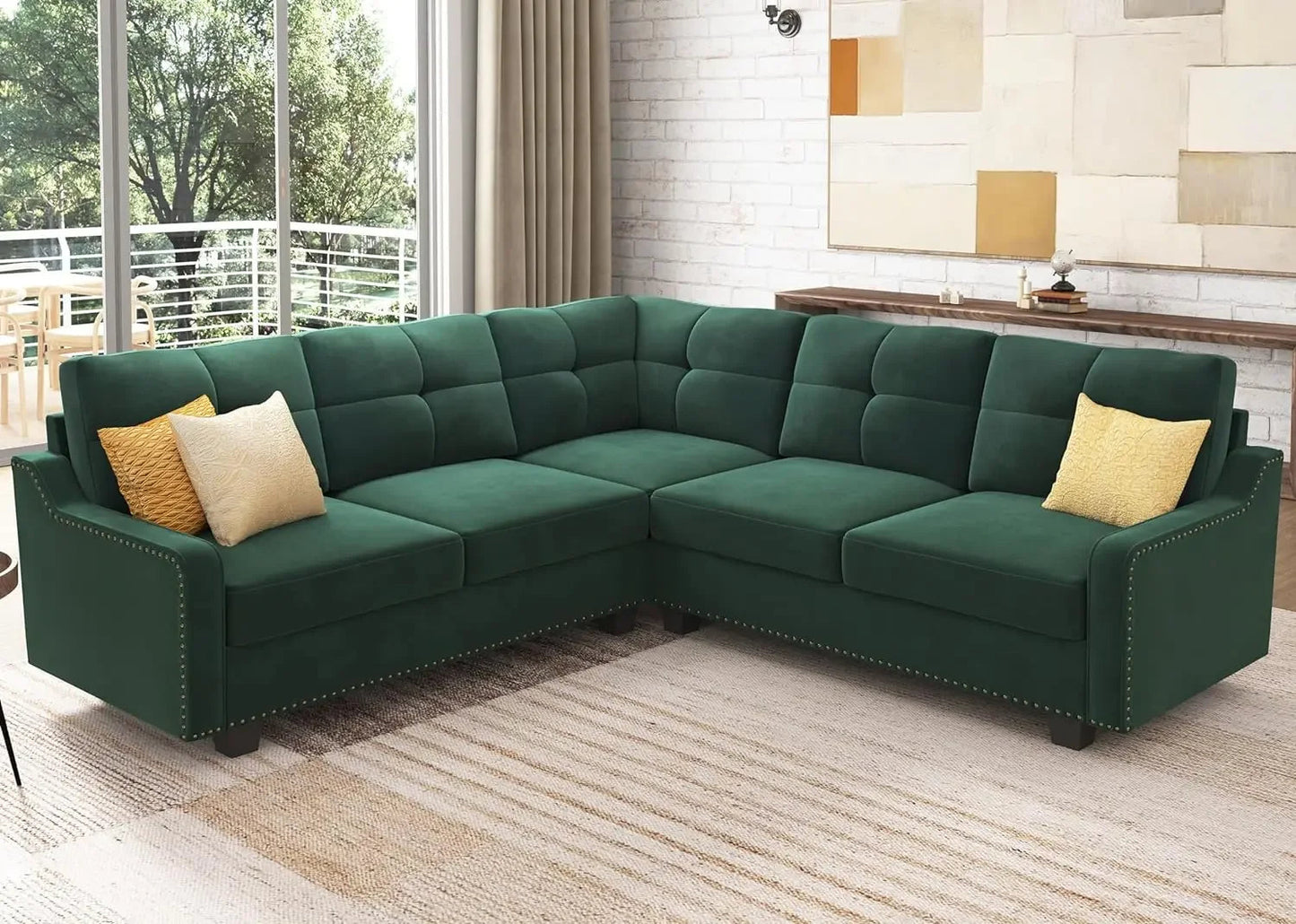 Velura Sofa Small Spaces Velvet L-Shaped Apartment Sectional - Buy Home Furniture Online at FYHO