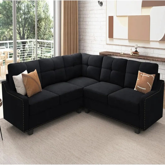 Velura Sofa Small Spaces Velvet L-Shaped Apartment Sectional - Buy Home Furniture Online at FYHO