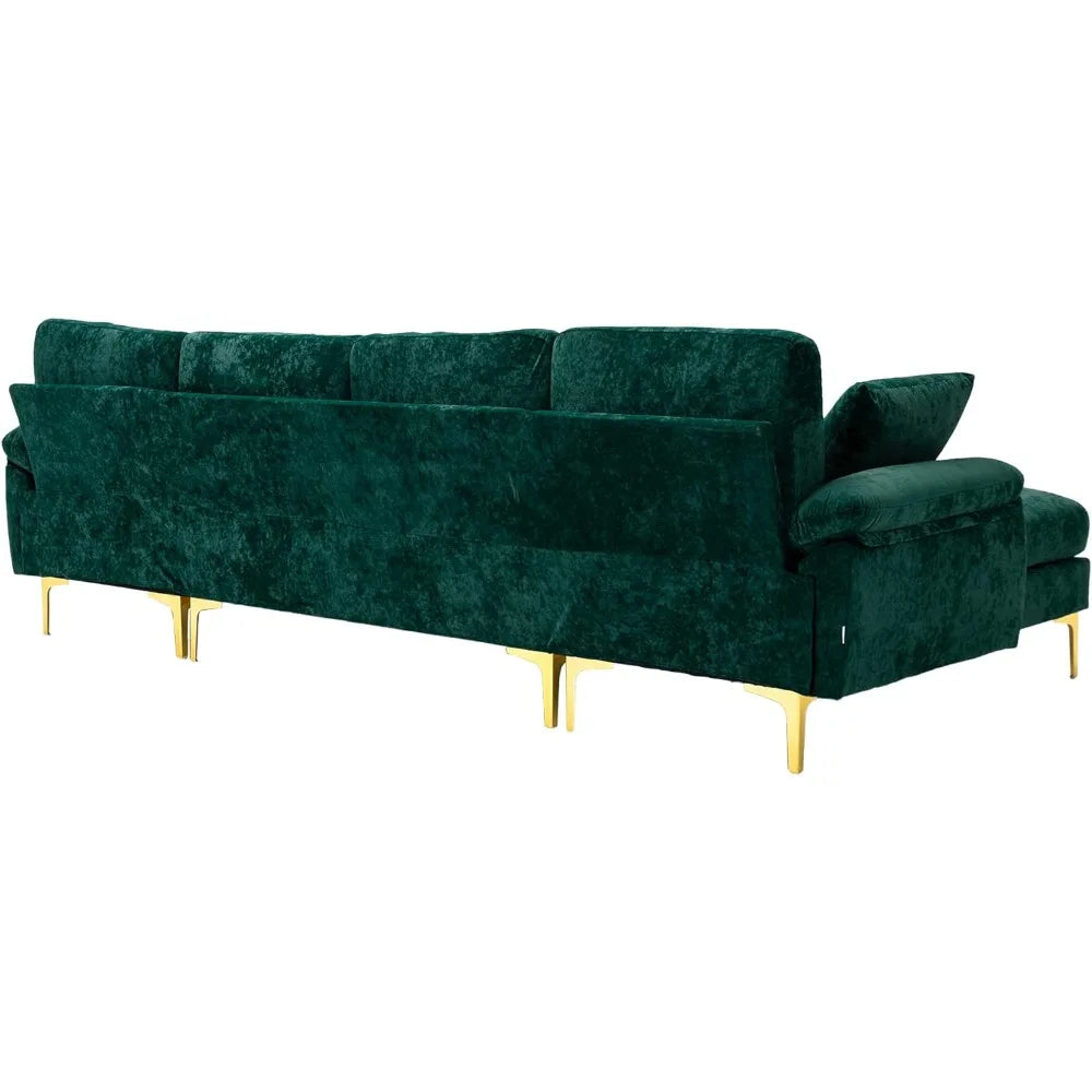 Verano Velvet U-Shaped Sectional Sofa Chaise Ottoman Couch - Buy Home Furniture Online at FYHO