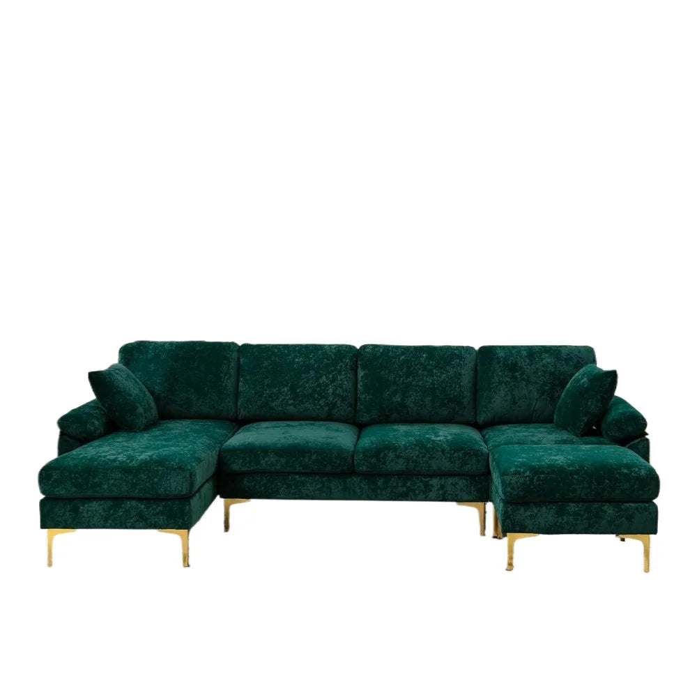 Verano Velvet U-Shaped Sectional Sofa Chaise Ottoman Couch - Buy Home Furniture Online at FYHO